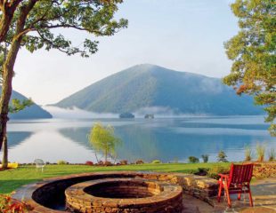 Smith Mountain Lake with a view of the Peaks of Otter